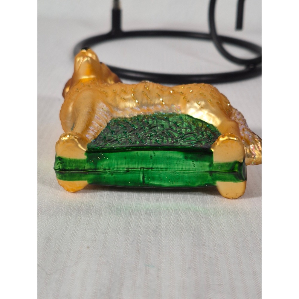 Old World Christmas Golden Retriever Dog Blown Glass Ornament With Glitter - Picture 7 of 7